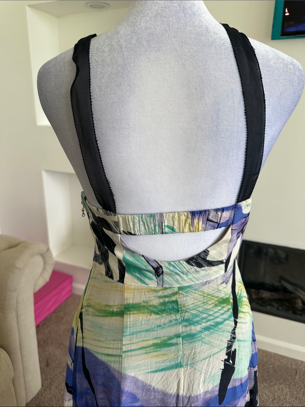 Lelfs Dottir Sleeveless Abstract Print Maxi Dress in Purple and Green - Picture 7 of 10